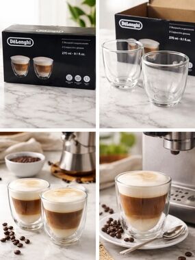 DeLonghi Clear Double-Walled Cappuccino Glasses (Set of 2) - Clear